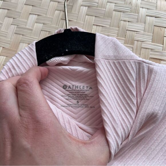 Athleta pink ribbed flurry base layer‎ tank mock neck women’s size S - Picture 5 of 6